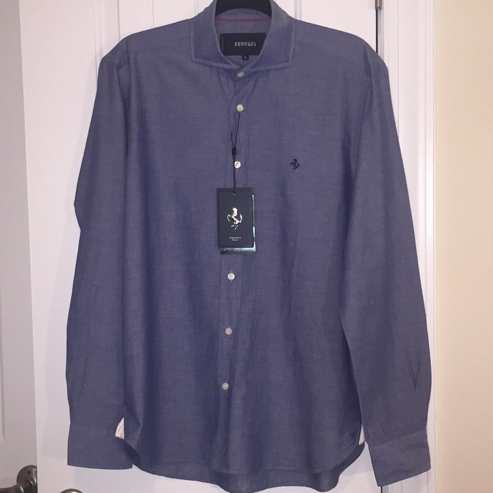 🆕NWT Men's Ferrari French Collar Chambrey Shirt - Picture 1 of 8